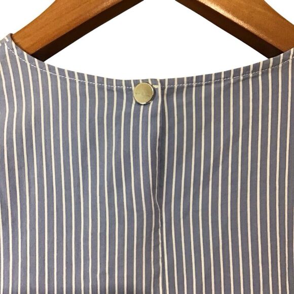 Zara Woman Blue White Striped High Low Tunic Blouse M - Picture 6 of 15